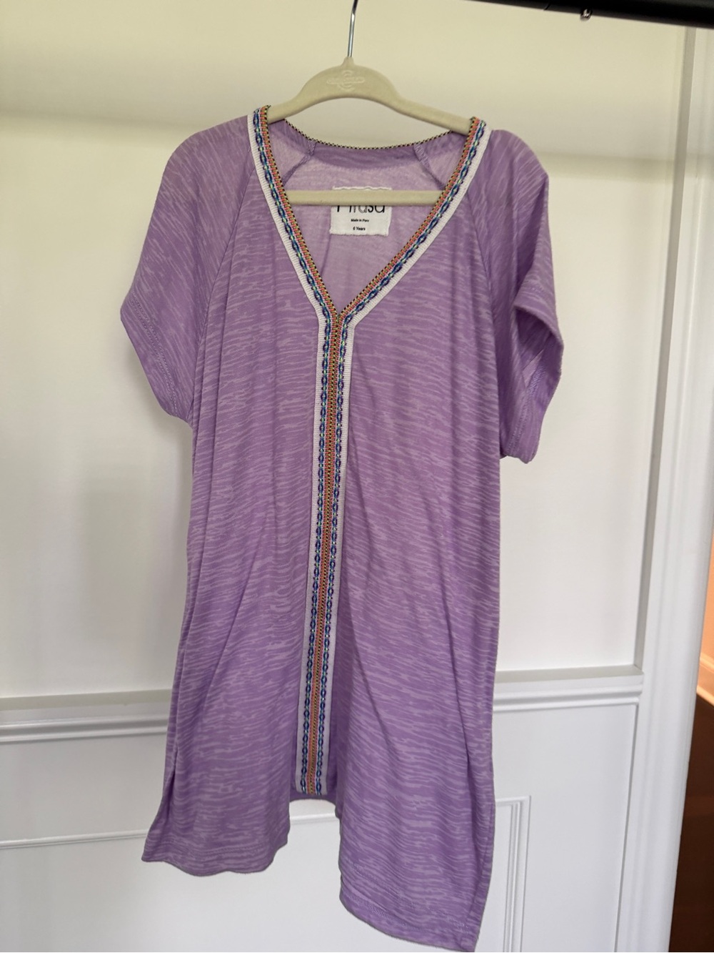 Pitusa Lavender Embroidered V-Neck Tunic
